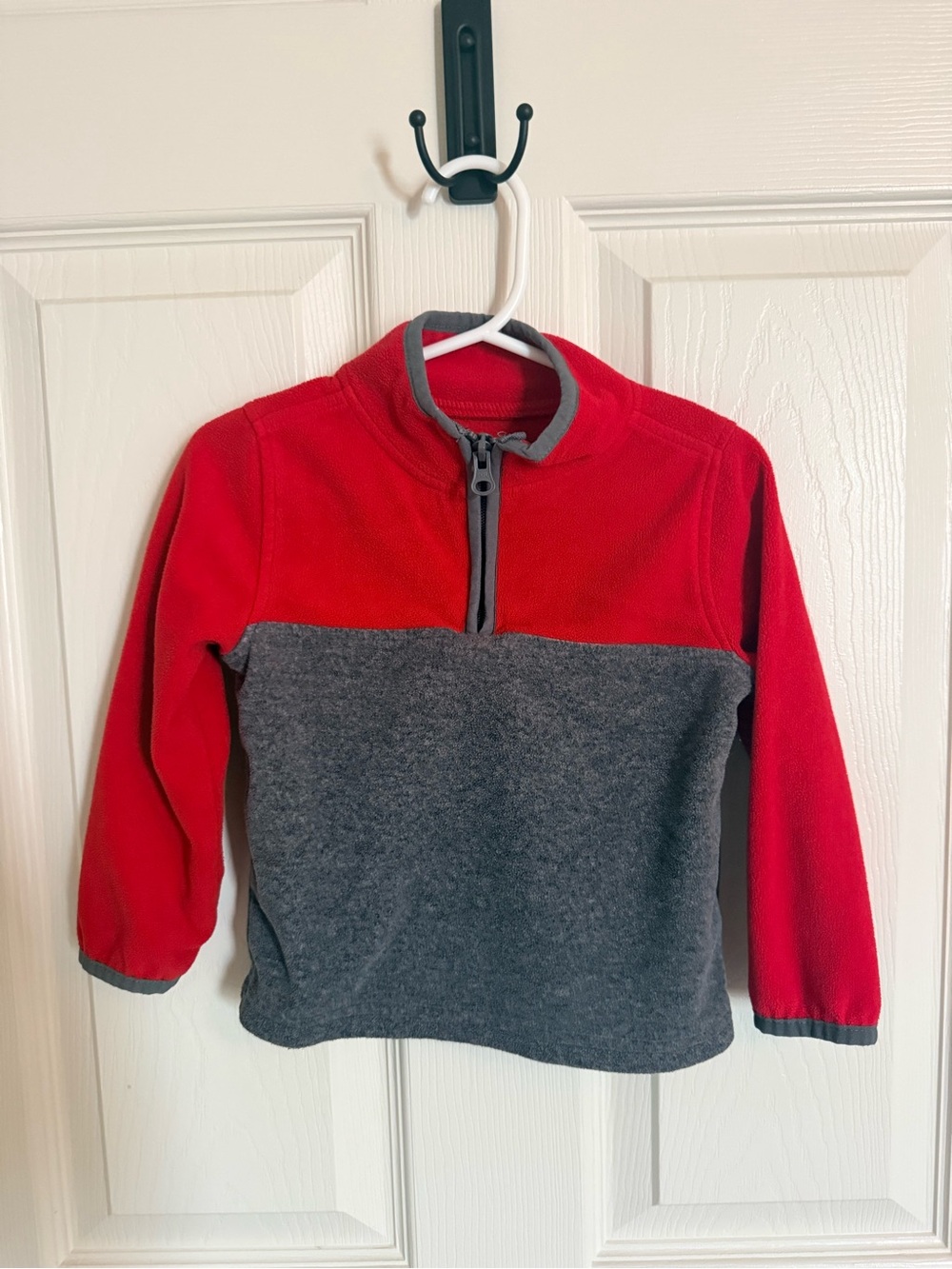 OshKosh B'gosh Red and Gray Quarter-Zip Fleece Pullover